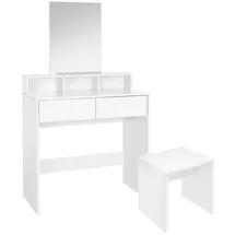 ML-Design Schminktisch mit Hocker und Spiegel 80x40x140 cm Weiß Make-up Tisch