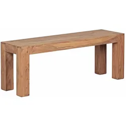Sitzbank Landhaus-Stil: Massivholz Akazie, 200 kg Belastung, handgefertigt. Beige, 120x35x45 cm | Kadima Design