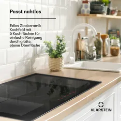 Klarstein Delicatessa 90 Hybrid Prime Einbaukochfeld Induktion 5 Zonen 7200W Autark Schwarz