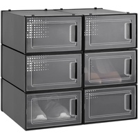 Navaris Schuhbox Set Schuhkarton Schuhkasten Aufbewahrung - transparente Frontöffnung - platzsparend und stapelbar - Set mit 6 Boxen