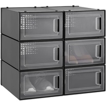 Navaris Schuhbox Set Schuhkarton Schuhkasten Aufbewahrung - transparente Frontöffnung - platzsparend und stapelbar - Set mit 6 Boxen