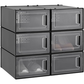 Navaris Schuhbox Set Schuhkarton Schuhkasten Aufbewahrung - transparente Frontöffnung - platzsparend und stapelbar - Set mit 6 Boxen