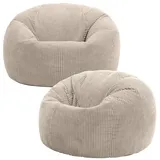 I.C.O.N. icon SITZSACK, Beige, 2-Sitzer, Rund, 85x50x85 cm, Hergestellt in Deutschland, OEKO-TEX® STANDARD 100, REACH, Wohnzimmer, Hocker, Sitzsäcke, XXL Sitzsäcke - 2 Jahre Gewährleistung - mind. 14 Tage Rückgaberecht - Beige