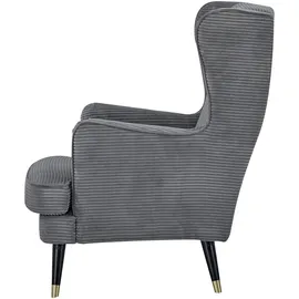 Home Affaire Ohrensessel HOME AFFAIRE "ZILLER, TV-Sessel, frei im Raum stellbar, in Cord und Samtvelours", grau, B:70cm H:105cm T:91cm, Holzgestell, Schaum-Polsterung, Holzbeine und pflegeleichter Bezug, Sessel, Ohrensessel, Holzfüsse mit dekorativen Metallhülsen,