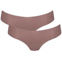 Sloggi Damen String, 2er Pack Zero Microfibre 2.0 Hipstring, Mikrofaser, einfarbig Cacao S