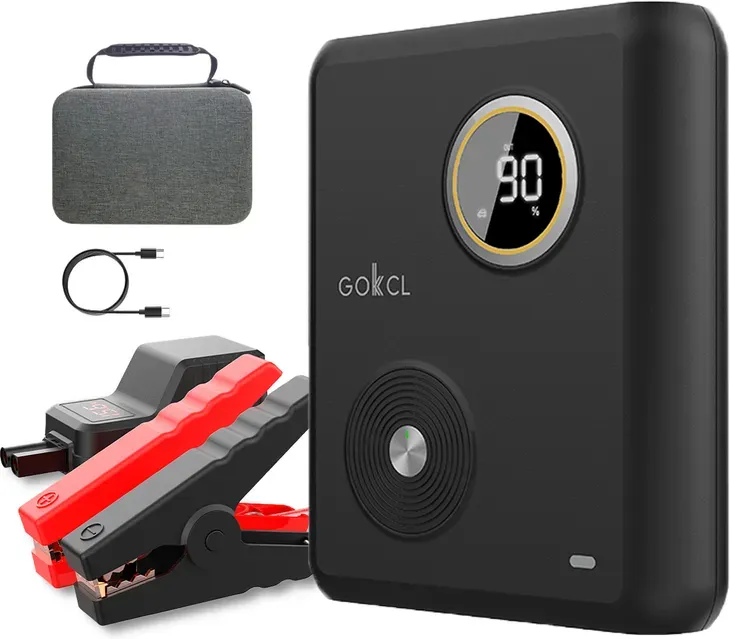 [Sommerangebote - mit Next-Day-Lieferung] GOKKCL 80 WH Tragbare Auto Starthilfe mit Natrium-Ionen-Akku PD60 W Powerbank für Benzin-Diesel-Autos 12 V Starthilfe