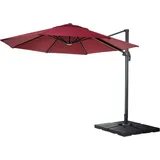 Gastronomie-Ampelschirm HHG-559, Sonnenschirm, rund ø 4m Polyester Alu/Stahl 27kg bordeaux mit Ständer, drehbar