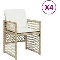 VidaXL Gartenstühle mit Kissen 4 Stk. Beige Poly Rattan