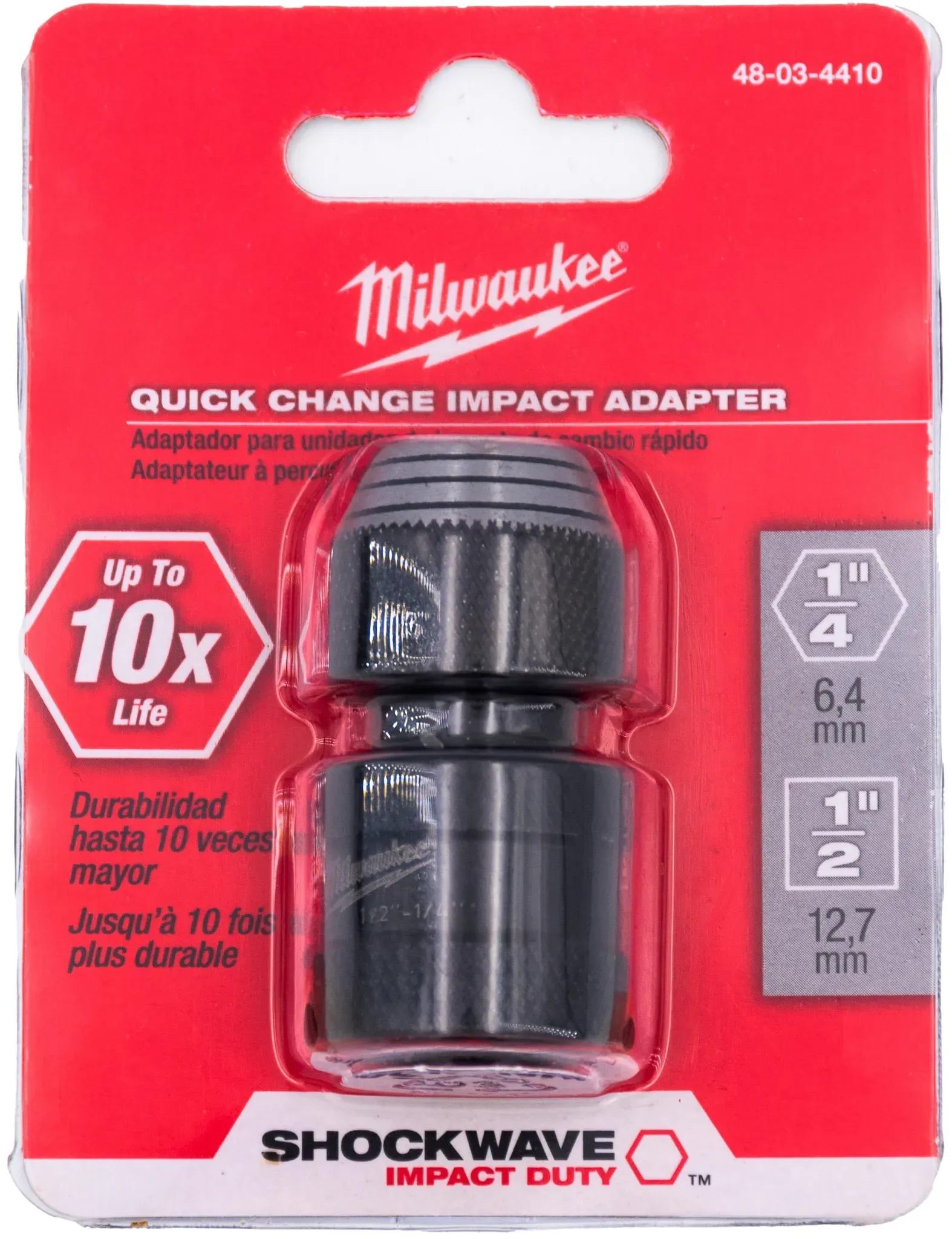Milwaukee - Bitadapter SHOCKWAVE 50 mm 1/2\ Vierkant auf 1/4\" Sechskant"