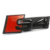 Audi 8W0071805 Schriftzug S4 Clip Tuning Plakette Kühlergrill Black Edition Emblem, schwarz/rot