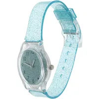 Hemobllo Armbanduhr Bunt Glänzende Glitzer Mädchen Uhr Kreative Uhr mit Silikonstreifen Quarzuhr Zeitmaschine Handgelenk Dekoration für Kinder Kinder Mädchen Damen (Blau)