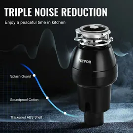 Vevor Küchenabfallentsorger, Küchenabfallzerkleinerer, 3/4 PS, Lebensmittelabfall-Zerkleinerungssystem, 3-Schrauben-Montage, 3600 U/min