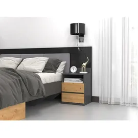 Top e shop M1 Anthrazit/artisan Nachttisch/nachttisch 2 Schubladen - Oak - One Size