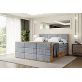 altdecor Boxspringbett mit Matratze Topper, Polsterbett mit Bettkasten, LOLLI1-Z KING - Grau