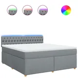 vidaXL Boxspringbett mit Matratze Hellgrau 180x200 cm Stoff