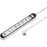 Sygonix Steckdosenleiste 1,40 m Schwarz/Weiß 1 St.