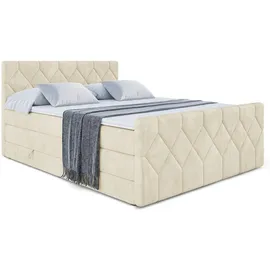 altdecor Boxspringbett mit Matratze, Topper, Polsterbett mit, Bettkasten CATOR-Z KING | Beige Monolith | 140x200 cm, Schlafzimmer, Betten, Boxspringbetten