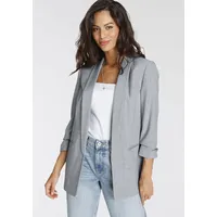 LAURA SCOTT Longblazer mit gerafften Ärmeln Gr. 34, grau-melange