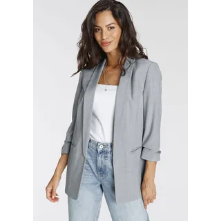 LAURA SCOTT Longblazer mit gerafften Ärmeln Gr. 34, grau-melange, , 23730329-34