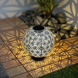 Kugelsolarleuchten für Außen Solarlampe orientalische Kugel LED Gartenkugeln Solar, Beton Optik in weiß Lichteffekt, 1x LED warmweiß, DxH 20x21 cm