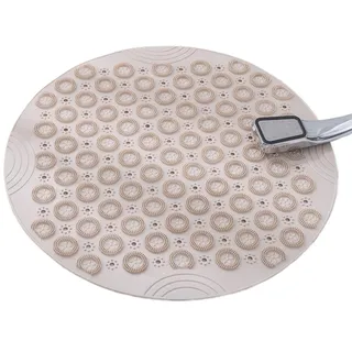 Rocky Green Umweltfreundliche, rutschfeste Badematte – Kristall-genietetes Design für Dusch-/Badezimmerböden, schnell trocknend, Anti-Schimmel-Badematte mit Ablauflöchern (rund) (Elfenbein, 30 x 30 cm