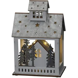 Konstsmide LED Holzsilhouette Haus und Markt 10 warm weiße Dioden