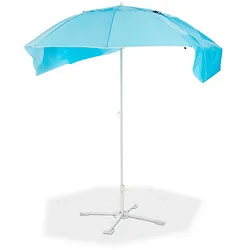 relaxdays Sonnenschirm Strandmuschel rund, blau Ø 180,0 cm