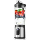 AMZCHEF Tragbarer Mixer 600ml - Smoothie Maker mit 6 Klingen, 540W Motor Mixer to Go , 6000mAh -15 Zyklen, IPX6 Wasserdicht, BPA-Frei,Mini-Mixer für Shakes Smoothies Proteinpulver
