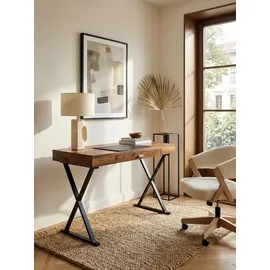 KADIMA DESIGN Schreibtisch 120x55x78 Sheesham Massivholz / Metall Schwarz, in Dunkelbraun-Schwarz Gr.: onesize