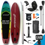ArtSport Stand Up Paddle Board Retro Love mit Kajak-Set – Aufblasbares SUP Board Set bis 150 kg - Rot-Bunt