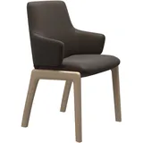 Polsterstuhl STRESSLESS "Laurel", braun (braun batick, eiche gekalkt), B:58cm H:92cm T:59cm, Leder BATICK: BATICK ist ein leicht korrigiertes, durchgefärbtes und genarbtes Möbelleder, bei dem die meisten Unebenheiten und Spuren in der Regel entfernt wurden., Stühle, Polsterstuhl, Low Back mit Armlehne, Größe L, abgerundete Beine in Eiche gekalkt