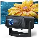 Mini-Projektor mit WiFi und Bluetooth, Videoprojektor 4K HD 1080P, Halterung um 360° verstellbar, automatische Trapezkorrektur, tragbarer Projektor, kompatibel mit TV-Stick, HDMI