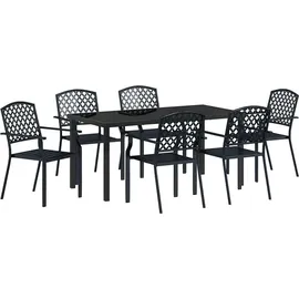 vidaXL Garten Essgruppe 7 pcs Anthrazit Pulverbeschichteter Stahl - Grau
