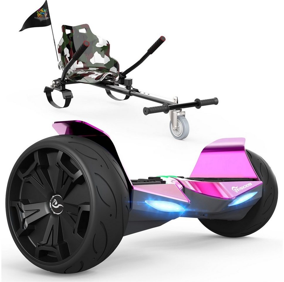 EVERCROSS TECH Balance Scooter Kart 8,5" offroad Hoverboards mit Sitz, EV5+Hoverkart, Geschenk für Kinder, mit APP rosa
