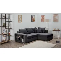 Collection AB Ecksofa COLLECTION AB "John L-Form", grau (anthrazit), B:226cm H:80cm T:160cm, 100%Polyester, Sofas, Ecksofa, Regalarmlehne,Bettfunktion,Bettkasten,Ottomane beiseitig montierbar