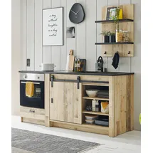 furn.design Küchenzeile 200 cm Used Wood mehrfarbig