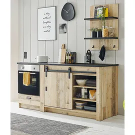 furn.design Küchenzeile 200 cm Used Wood mehrfarbig