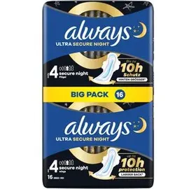 Always Ultra-Binden Secure Night, 4, mit Flügeln, Big Pack