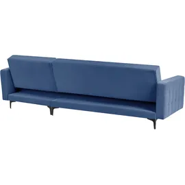 Beliani Modul Eckschlafsofa 4-Sitzer ABERDEEN Samtstoff Blau linksseitig