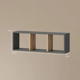 livinity® Wandregal 90 x 30 x 22 cm Anthrazit/Goldkraft Eiche