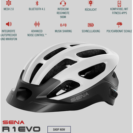 Sena R1 EVO Smart Fahrradhelm (Matte White, M)