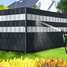 VOUNOT Sichtschutzstreifen 70 x 19 cm Schwarz PVC 40 St.