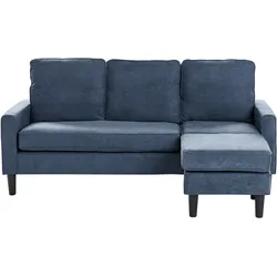 Sofa AVESTA Stoff Dunkelblau mit Ottomane 3-Sitzer