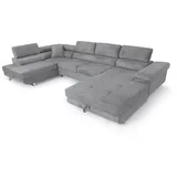 sofiland Ecksofa Aller U XXL-Ecksofa mit Schlaffunktion und Zwei Bettkästen in Grau, Linke Seite (Hellgrau)