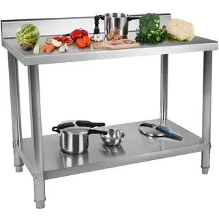 Royal Catering Edelstahl-Arbeitstisch - ECO - 100 x 70 cm - 95 kg - Aufkantung 100X70X85cm Gastro Küchentisch Tisch