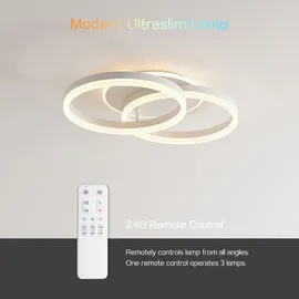 amdelne LED Deckenlampe Wohnzimmer 50cm 36W Deckenleuchte Moderne mit Fernbedienung Dimmbar, aus Metall+Acryl,Mit Nachtlicht Memory-Funktion, für Schlafzimmer, Esszimmer,Büro - Weiß