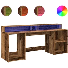 vidaXL Schreibtisch LED Altholz-Optik / Braun