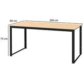 Outsunny Gartentisch für 6 Personen 160 x 80 cm Wetterfest Balkontisch mit Holzoptik Lamellendesign, Buffettisch Metall, 80x75x160 Gartenmöbel, Gartentische, Gartentische