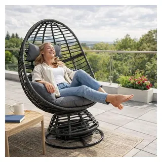 Estexo Polyrattan Loungesessel Anthrazit