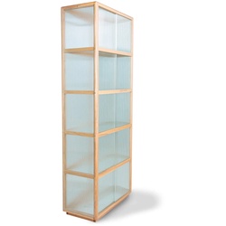 HKliving - Vitrine aus Holz mit geripptem Glas, natur